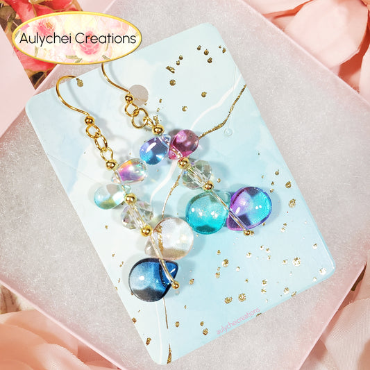 Multi-Color Waterdrop Glass Bead Dangle Earrings 02