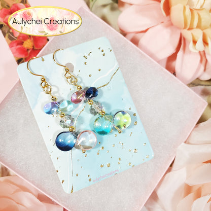 Multi-Color Waterdrop Glass Bead Dangle Earrings 03