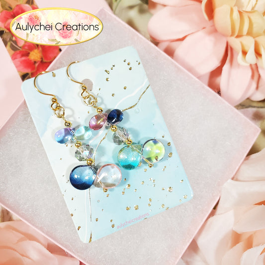 Multi-Color Waterdrop Glass Bead Dangle Earrings 03