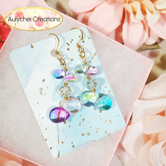 Multi-Color Waterdrop Glass Bead Dangle Earrings 04