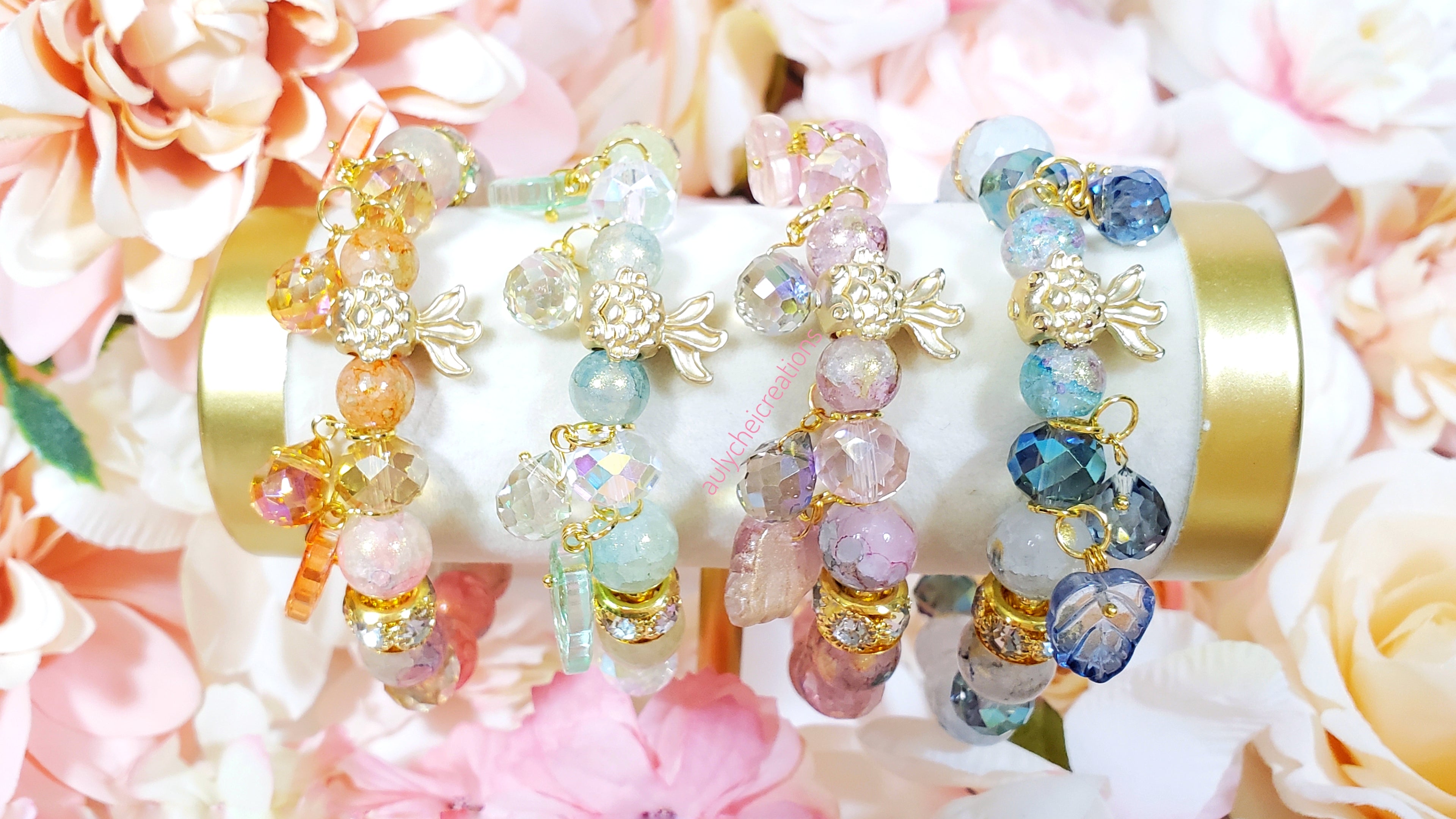 goldfish glass beaded charm bracelets