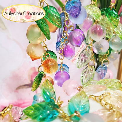 Blue-Purple Peach Glass Bead Keychain