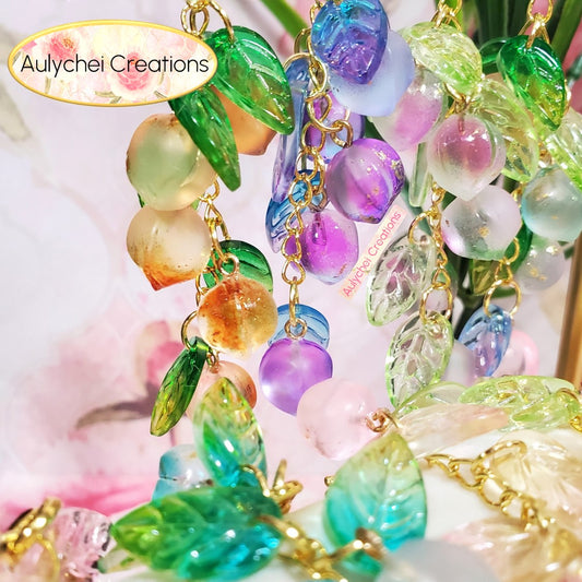 Blue-Purple Peach Glass Bead Keychain