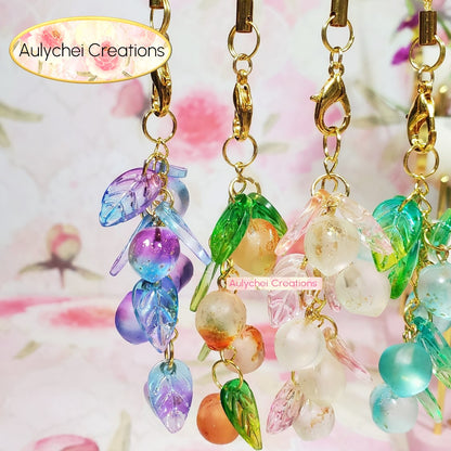 Blue-Purple Peach Glass Bead Keychain