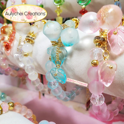 Peach Glass Bead Bracelet - Orange