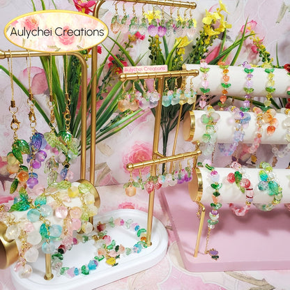 Peach Glass Bead Bracelet - Pink Frosted