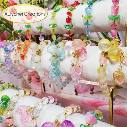 Peach Glass Bead Bracelet - Orange