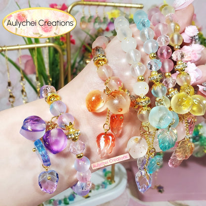 Peach Glass Bead Bracelet - Pink Frosted