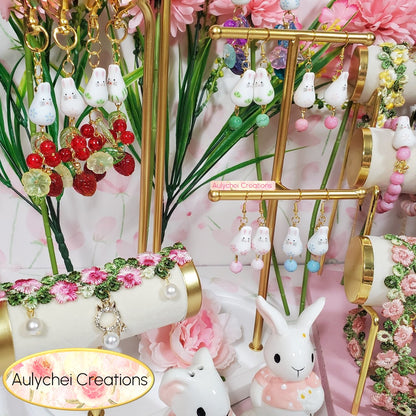 Light Pink Ceramic Bunny Dangle Earrings