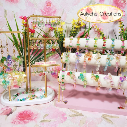 Pink Strawberry Glass Bead Bracelet